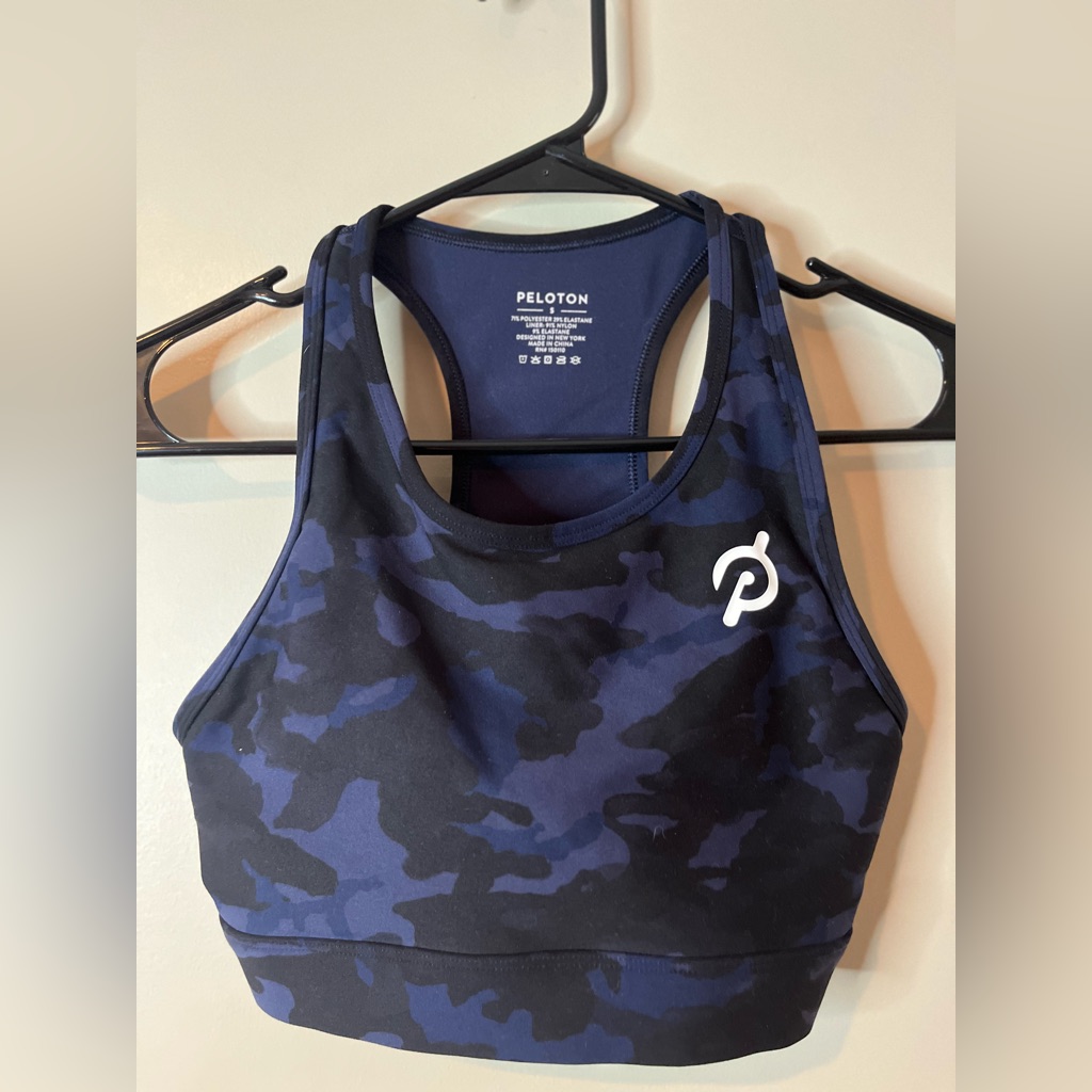 Peloton Black & Blue Camo Sports Bra Nwot
